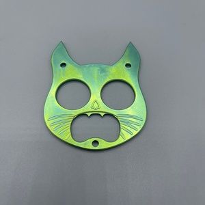 Green Cat Keychain EDC Gear Safety Cat Bottle Opener Keychain